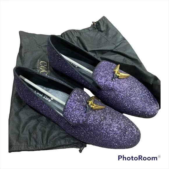 Cool Tiro Men’s EU size: 47 purple glitter tassel swagger loafers - Picture 6 of 9